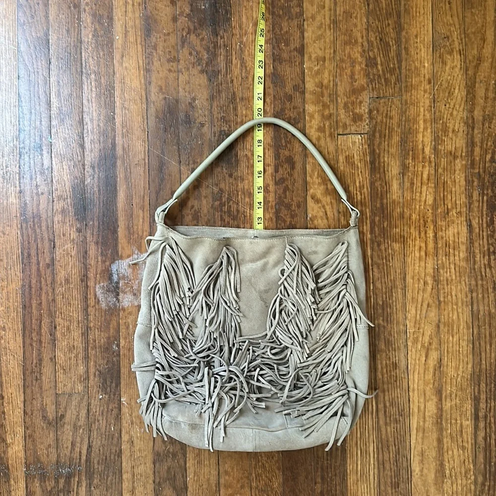 Top Shop Suede Leather Tan Hobo Shoulder Bag